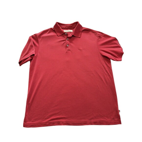 Tommy Bahama Red Stripped Polo Shirt Adult Large‎ - Picture 1 of 5